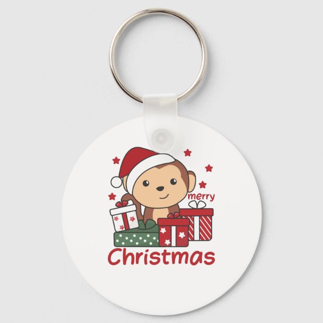 Chaveiro Macaco Presente de Natal Presente nos Macacos de I (Frente)
