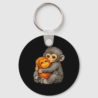 Chaveiro Macaco punching engraçado bebê fofo abraçando anim