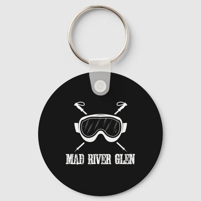 Chaveiro Mad River Glen Vermont Rustic Ski Skier Gog (Frente)