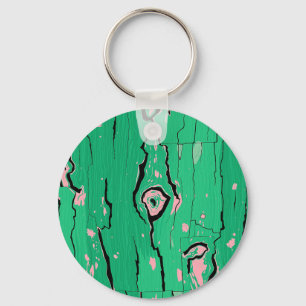 Chaveiro Madeira Neon Verde Arte Pop Abstrata Casca