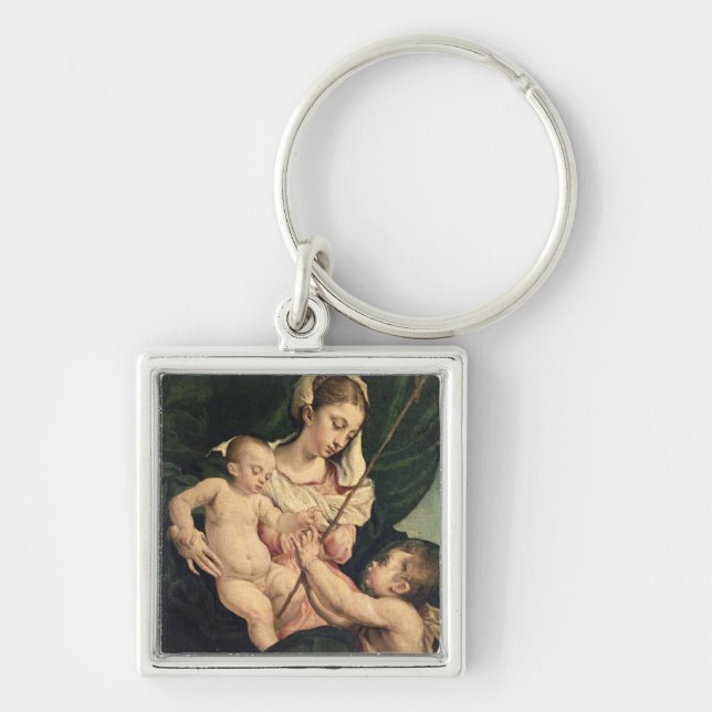 Chaveiro Madonna e criança com St John, c.1570 (óleo sobre (Frente)