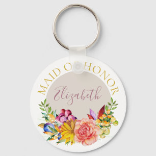 Chaveiro Madrinha de casamento com o buquê floral conhecid
