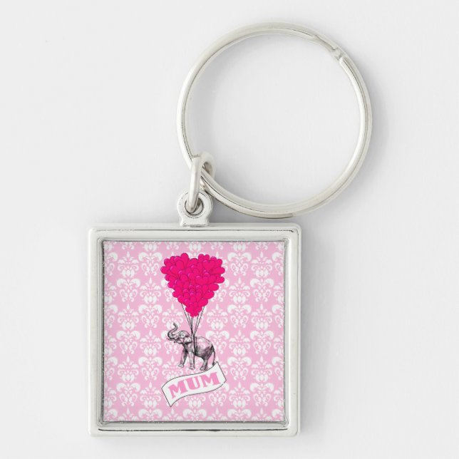 Chaveiro Mãe com elefante rosa (Frente)