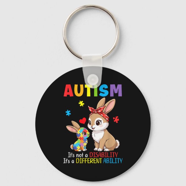 Chaveiro Mãe Consciente do Autismo Coelho Habilidade Difere (Frente)