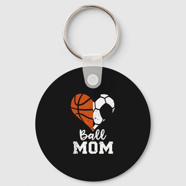Chaveiro Mãe Coração Engraçado Futebol Esboço Mãe  (Frente)