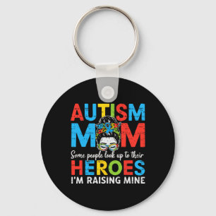 Chaveiro Mãe de autista criando herói engraçado Conscientiz
