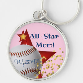 Chaveiro Mãe de beisebol brilho rosa All-Star