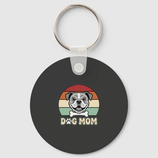 Chaveiro Mãe de Cachorro Retro Bulldog Vetor (Frente)