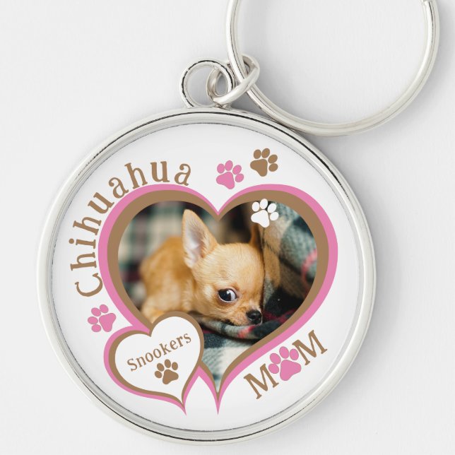 Chaveiro Mãe de Chihuahua Nome e Foto Personalizados (Frente)
