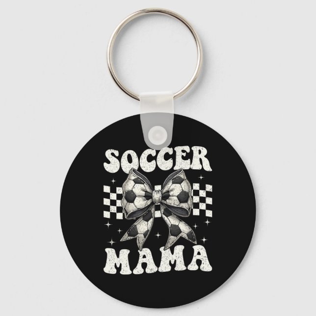 Chaveiro Mãe de Futebol Engraçado Coquette Laço Mamãe Mamãe (Frente)