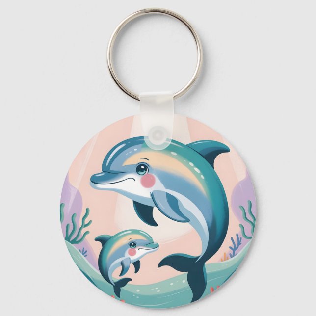 Chaveiro Mãe de Golfinho e Bebê (Frente)