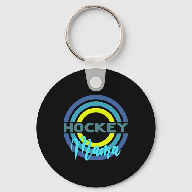 Chaveiro Mãe de Hockey Com Círculos Modernos de Hockey  (Frente)