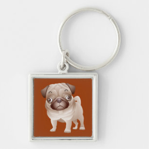 Chaveiro Mãe de Pug Fofa Pai de Cachorro Amante de Cartoon 