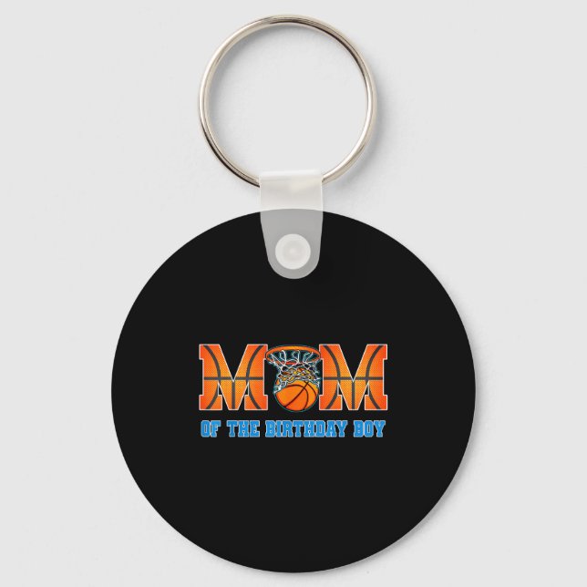 Chaveiro Mãe do menino de aniversário tema de basquete famí (Frente)