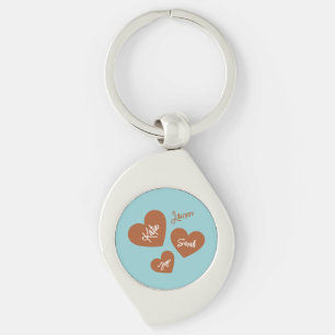 Chaveiro Mãe e Crianças Teais de Corações Personalizadas