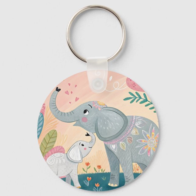 Chaveiro Mãe Elefante e Bebê (Frente)