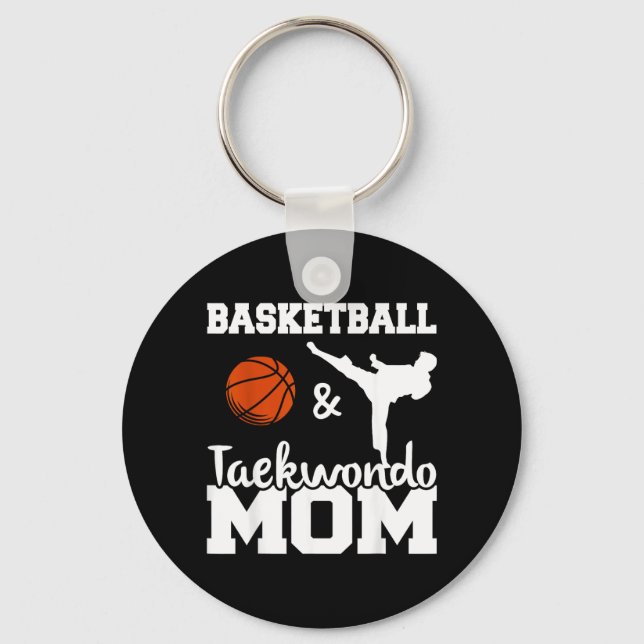 Chaveiro Mãe Jogadora de Basquete e Taekwondo Jogadora de B (Frente)