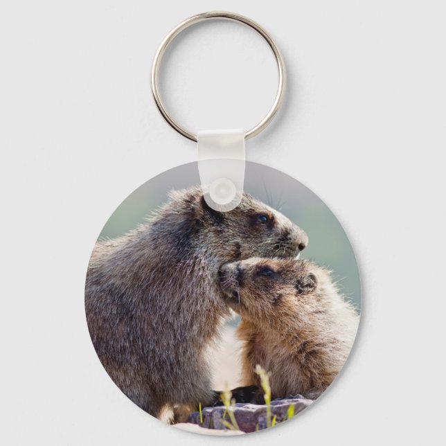 Chaveiro Mãe Marmota com Bebê (Frente)