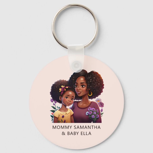 Chaveiro Mãe negra personalizada e filha (17) (Frente)