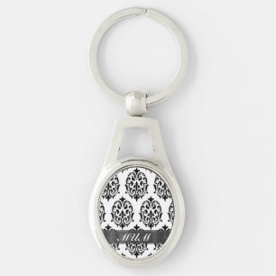 Chaveiro Mãe personalizada de damascos preto e branco
