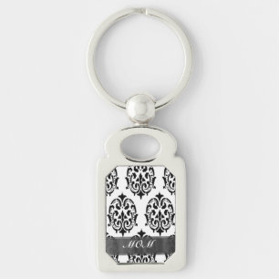 Chaveiro Mãe personalizada de damascos preto e branco