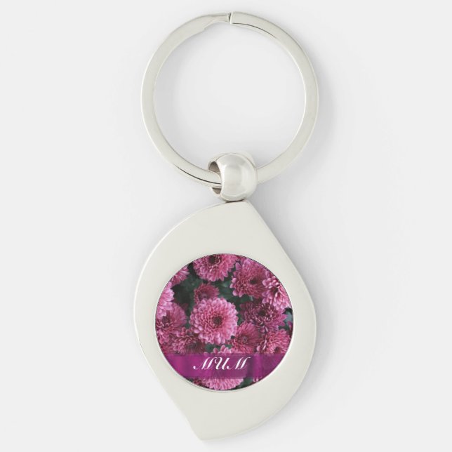 Chaveiro Mãe personalizada de flor rosa (Frente)