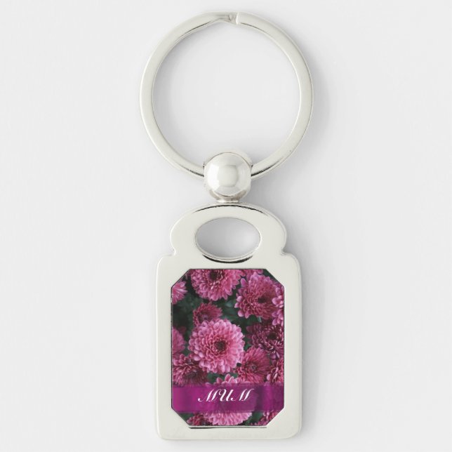 Chaveiro Mãe personalizada de flor rosa (Frente)