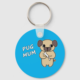 Chaveiro MÃE PUG - Azul Céu
