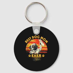 Chaveiro Mãe pug pôr do sol retrô divertido dia das mães