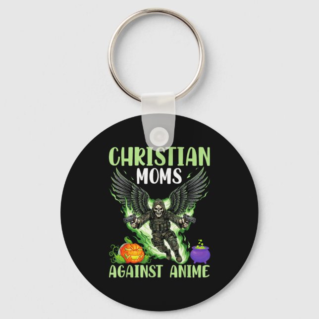Chaveiro Mães Cristãs Contra Asas de Anjo Esqueleto de Anim (Frente)