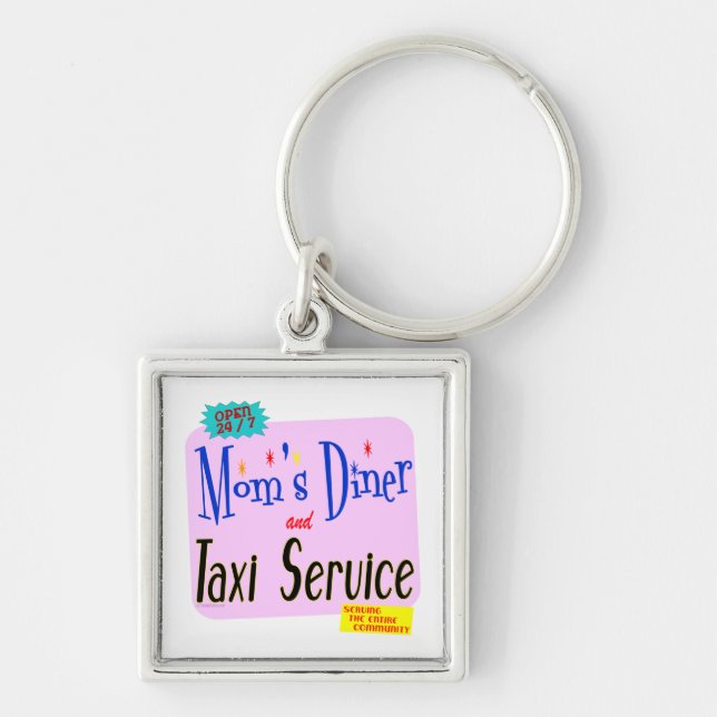 Chaveiro Mães Diner e Taxi Service Engraçado Dizendo (Frente)