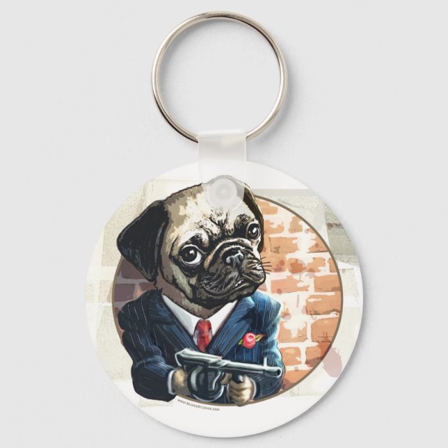 Chaveiro Mafioso Pugsy Beigel por Mudge Studios (Frente)