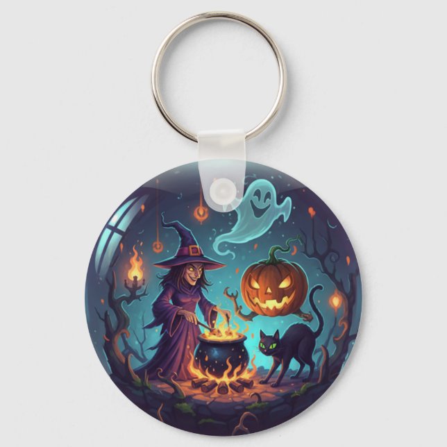 Chaveiro Magia da Noite de Halloween da Bruxa (Frente)