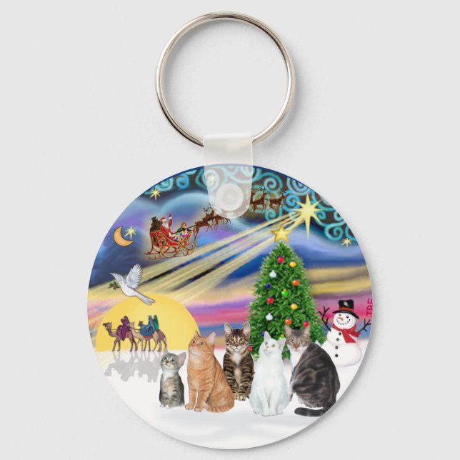 Chaveiro Magia de Natal (R) - Cinco gatos (AmSH) (Frente)