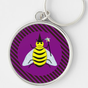 Chaveiro Mágica de Abelhas do Halloween Roxo e Greve Negra