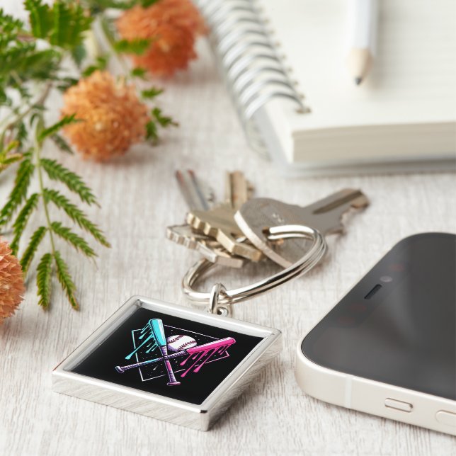 Chaveiro Mágica de Bat de Baseball - Placa inicial de Neon  (Lateral)