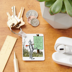 Chaveiro Mágico Vintage de Oz, Homem de Lata Lendo Placa