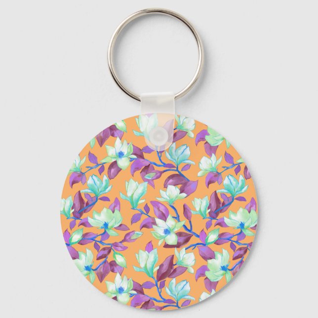 Chaveiro Magnólia florescente no céu de baunilha (Frente)