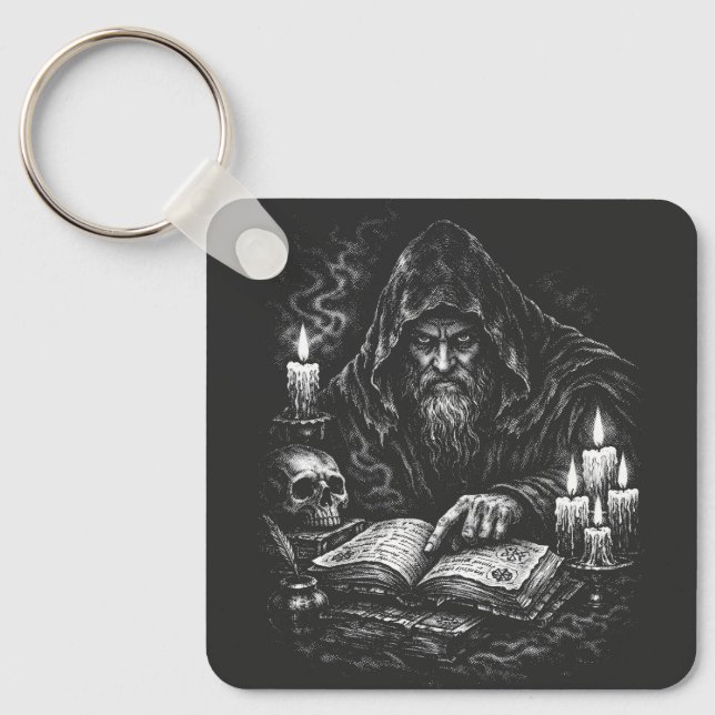 Chaveiro Mago Estudando o Grimório — por BurnsInHell (Frente)