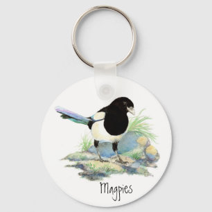 Chaveiro Magpie - pássaro da aguarela