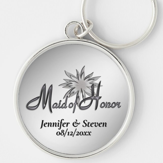 Chaveiro Maid of Honor Black and White Custom Keychains (Frente)