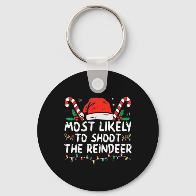 Chaveiro Mais Propenso a Atirar no Reindeer Santa Natal  (Frente)