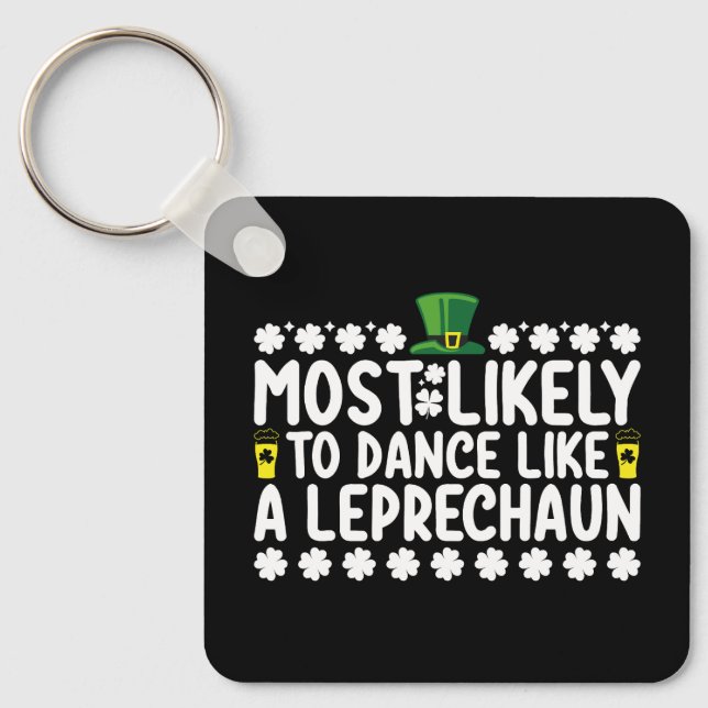 Chaveiro Mais Propenso a Dançar Como Um Duende St Patricks (Frente)