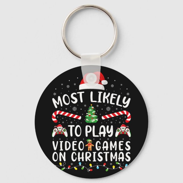 Chaveiro Mais Propenso a Jogar Video Games no Natal da Famí (Frente)