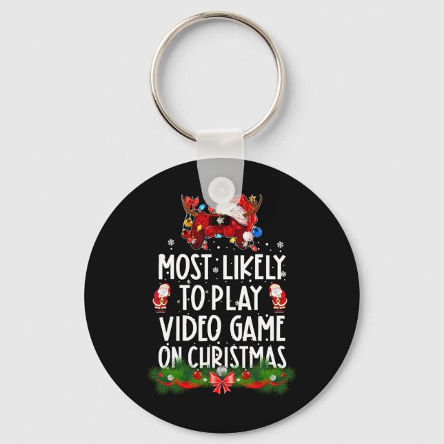 Chaveiro Mais Propenso a Jogar Video Games no Natal Xmas (Frente)
