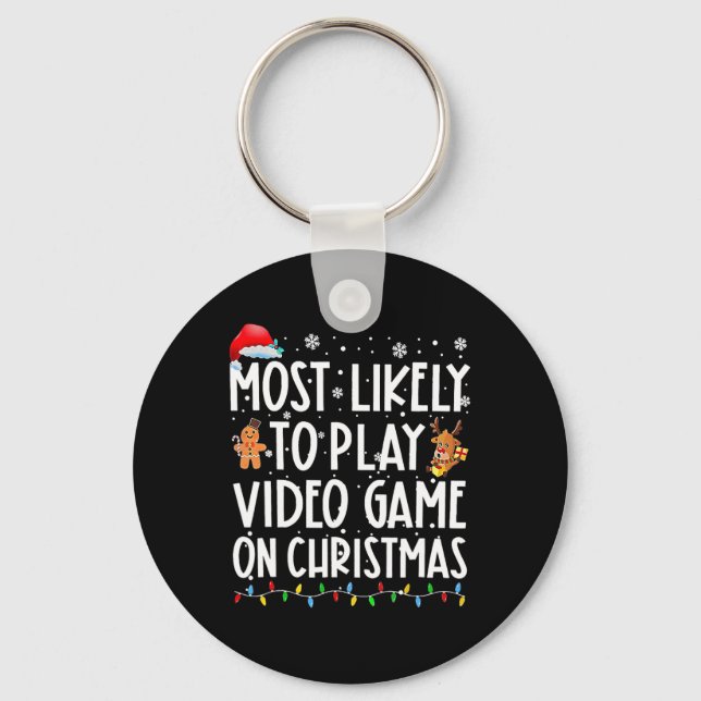 Chaveiro Mais Propenso a Jogar Video Games no Natal Xmas (Frente)