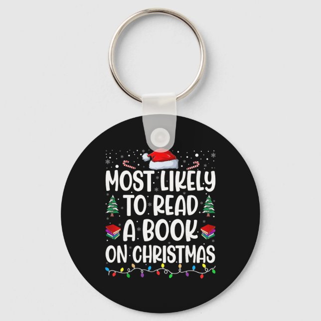 Chaveiro Mais Propenso a Ler um Livro no Natal Combinando F (Frente)