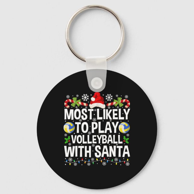 Chaveiro Mais Provável Para Jogar Voleibol Com Papai noel D (Frente)