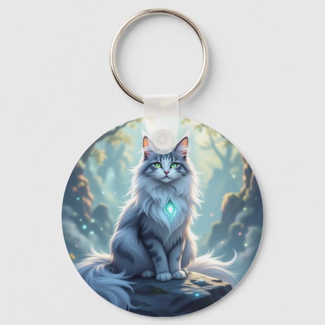 Chaveiro **Majestic Fantasy Cat with Mystical Aura – High F (Frente)