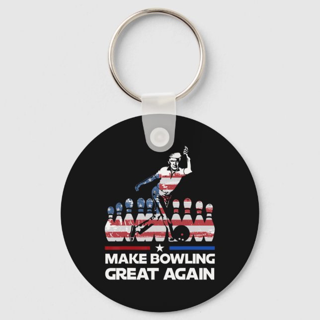 Chaveiro Make Bowling Great Again Funny Trump Us Flag Bowli (Frente)